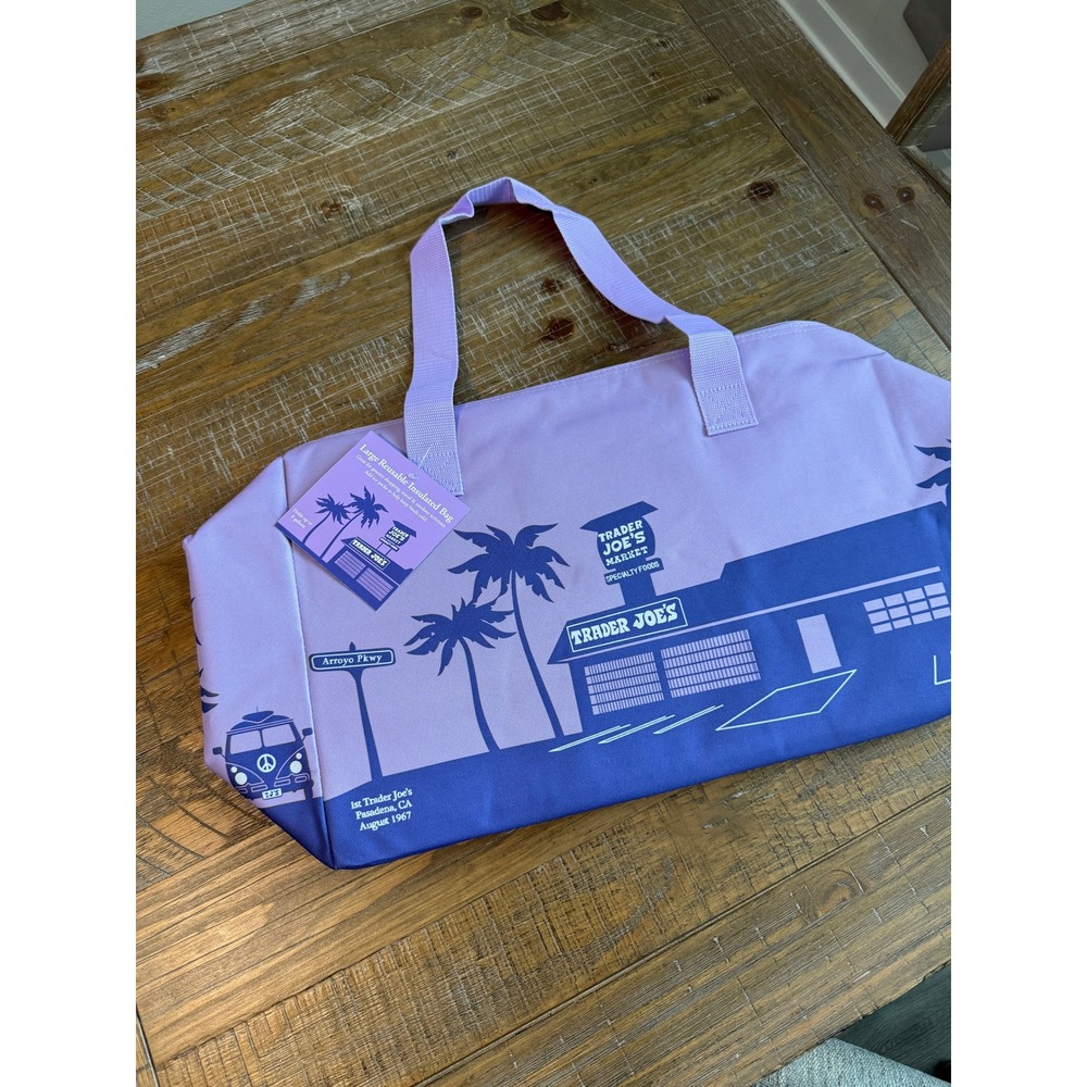 NWT Trader Joes Large Reusable Insulated Bag Lavender Purple 8 Gallon Pasadena